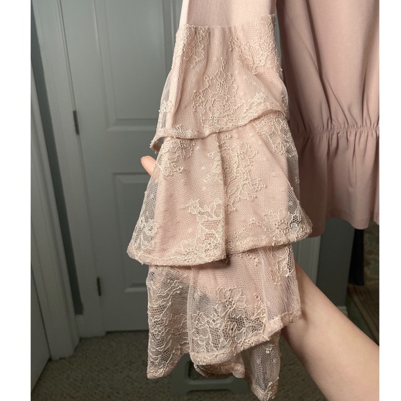 High-Neck, Ruffle, Lace Blouse - Picture 4 of 5